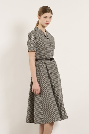 [25SU] 타이니 체크 벨티드 원피스 - BROWN B5M5O64774