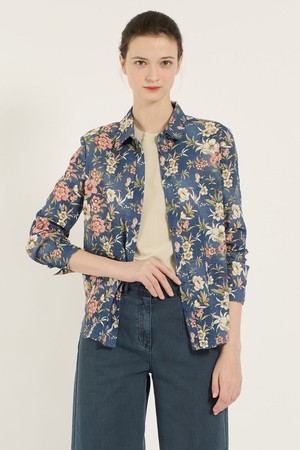 [25SU] 플라워패턴 블라우스 - NAVY B5B3B40255