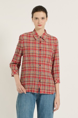 [25SU] 체크 요루 셔츠블라우스 - ORANGE RED B5B3B47129