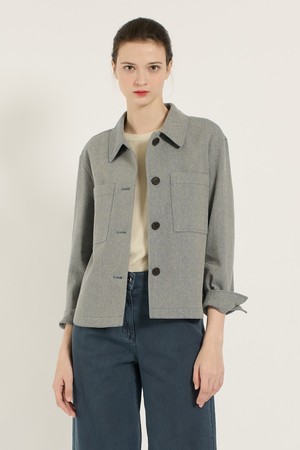 [25SU] 린넨 싱글 셔츠형 자켓 - DARK BLUE B5B3J17654