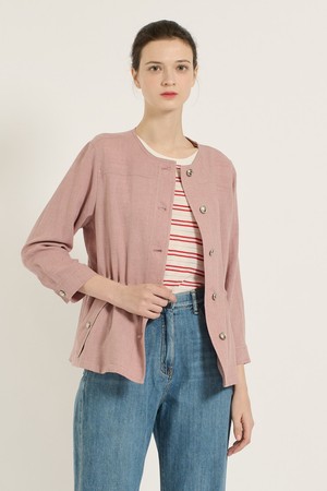 [25SU] 린넨 사파리 점퍼 - PINK B5B3R15922