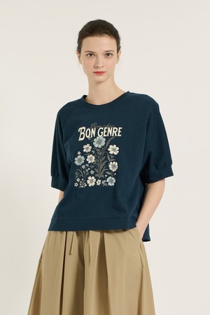 [25SU] BCBG 썸머 플라워 티셔츠 - PETROL B5B4G47547