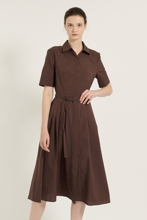 [25SU] 엠보 벨티드 원피스  - BROWN B5B4O62174