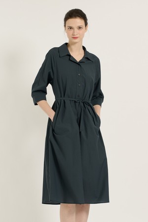 [25SU] 반오픈카라 원피스 - PEACOCK BLUE B5B4O68558