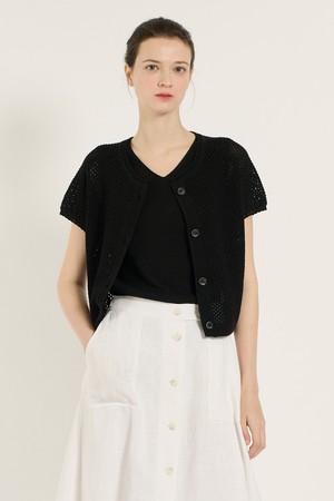 [25SU] 크로셰 니트 가디건 - BLACK B5B5K12699