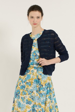 [25SU] 크로셰 블록 가디건 - NAVY B5B5K12955