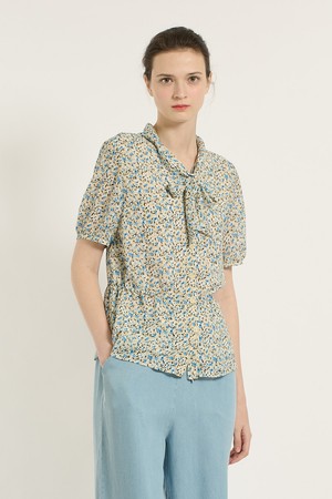 [25SU] 플라워 타이 블라우스 - LIGHT YELLOW B5B4B42731