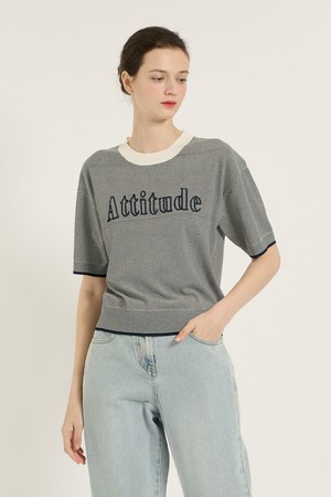 [25SU] 에티튜드 자수 니트 - NAVY B5B4G47255