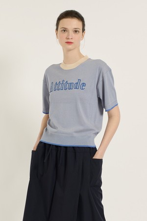 [25SU] 에티튜드 자수 니트 - M BLUE B5B4G47253