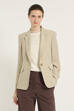 [25SU] 린넨 원버튼 자켓 - M BEIGE B5B4J12772