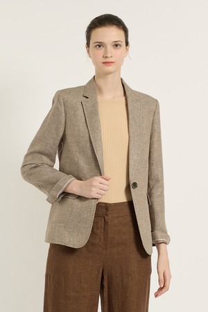 [25SU] 린넨 원버튼 자켓 - BROWN B5B4J12774