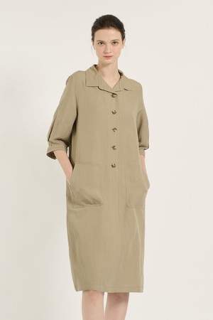 [25SU] 오픈카라 코쿤원피스 - LIGHT KHAKI B5B4O68481