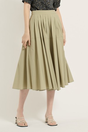 [25SU] 뒤허리밴딩 주름스커트 - LIGHT KHAKI B5B4S21581