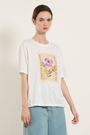 [25SU] 스트링 프린트 반팔 티셔츠 - WHITE B5M5X44110