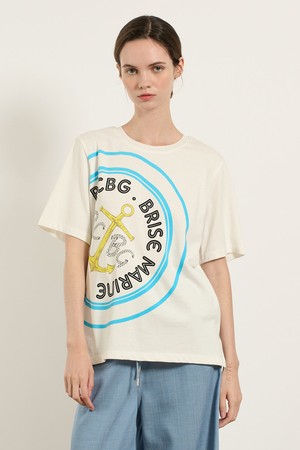 [25SU] 마린 로고 프린트 티셔츠 - WHITE B5M5X44210