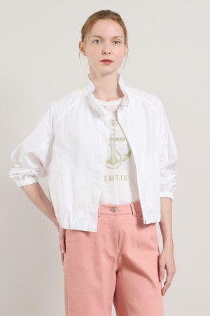 [25SU] 네크 셔링 홑겹 집업점퍼  - WHITE A5M3R17110