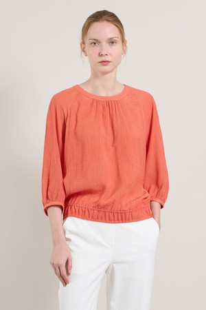 [25SU] 라운드 폴리블라우스 - ORANGE RED A5M4B48229