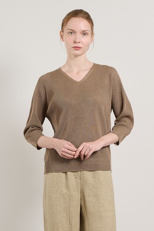 [25SU] 홀가먼트 브이넥 풀오버 - SEPIA A5M4K33176