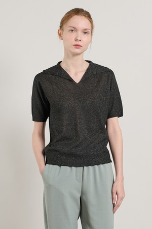 [25SU] 홀가먼트 카라넥 니트 풀오버 - BLACK A5M4K33299