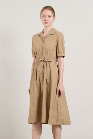 [25SU] 볼륨 소매 오픈형 플레어 원피스 - M BEIGE A5M4O68372