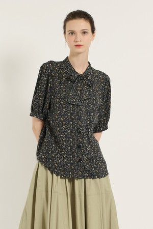 [25SU] 프린트 타이블라우스 - DARK NAVY B5B5B43856