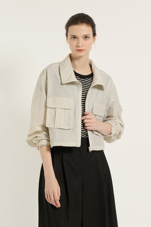 [25SU] 크롭 홑겹 포켓 점퍼 - LIGHT BEIGE B5B5G18171