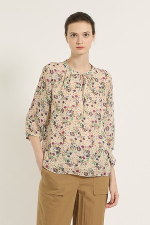 [25SU] 플라워 쉬폰 블라우스 - LIGHT BEIGE B5B6B46271