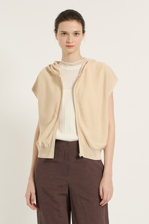 [25SU] 니트 후드 베스트 집업 - LIGHT BEIGE B5B6G29271