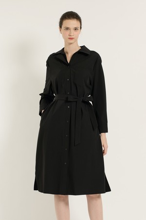 [25SU] 이중카라 벨티드 원피스 - BLACK B5C7G67199