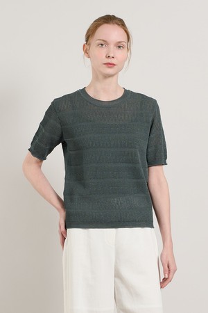 [25SU] 크로셰 스켈럽 니트 풀오버  - TURQUOISE A5M5K34349