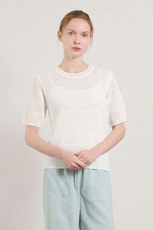 [25SU] 크로셰 스켈럽 니트 풀오버  - WHITE A5M5K34310