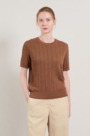 [25SU] 라운드넥 케이블 풀오버 - BROWN A5M5K34674