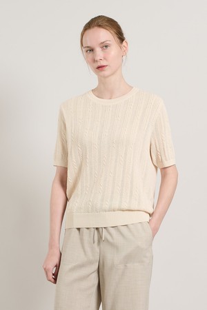 [25SU] 라운드넥 케이블 풀오버 - CREAM A5M5K34614