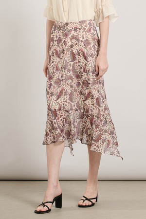 [25SU] 옆트임 쉬폰 프린트 스커트 - CREAM A5M5S24114