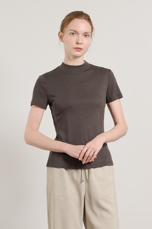 [25SU] 하프넥 반팔 져지 - BROWN A5M5X43774