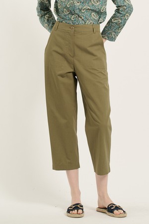 [25SU] 뒷밴딩 베기 팬츠 - KHAKI B5C7P30682