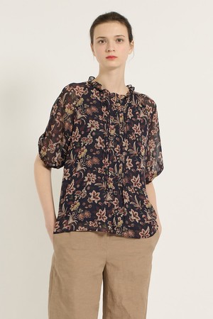 [25SU] 쉬폰 페이즐리 블라우스 - NAVY B5C7B40655