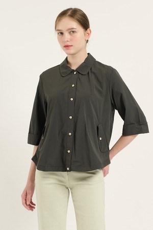 [25SU] 밑단 스트링 블라우스 - CHARCOAL GRAY B5B5B49998