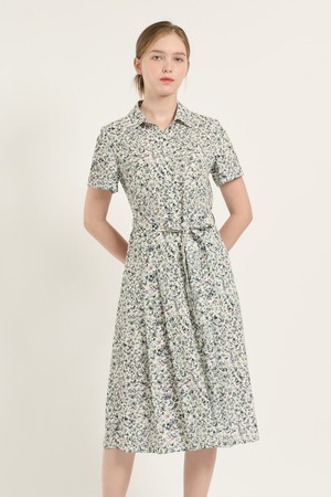 [25SU] 프린트 핏앤플레어 원피스 - IVORY B5B5O65013