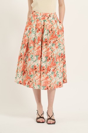 [25SU] 플라워 프린트 스커트 - ORANGE RED B5B5S23529
