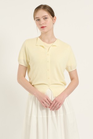 [25SU] 오픈넥 니트 가디건 - LIGHT YELLOW B5B6K19331