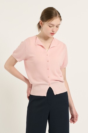 [25SU] 오픈넥 니트 가디건 - PINK B5B6K19322