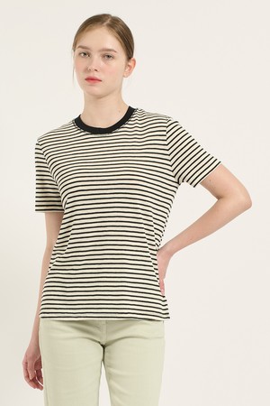 [25SU] 면혼방 스트라이프 티셔츠 - DARK NAVY B5B6X44256