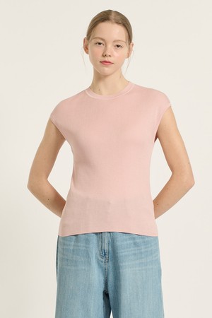 [25FA] 립 슬리브리스 니트 탑 - PINK B5F7G49022