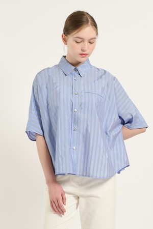 [25FA] 오버핏  스트라이프 셔츠 - SKY BLUE B5C7B40152