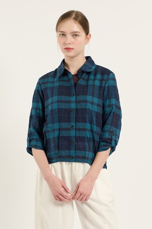 [25FA] 밑단 터크 밴드 체크셔츠 - DARK BLUE B5C7B40554