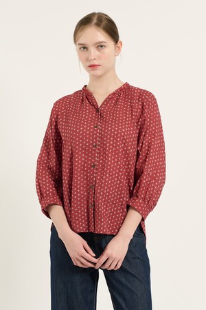 [25FA] 네크셔링 프린트 블라우스  - RED B5C7B47424