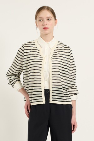 [25FA] 스트라이프 니트 가디건 - WHITE B5C7K17910