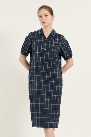 [25FA] 셔츠카라 튜닉 원피스 - NAVY B5C7O60655