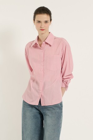 [25FA] 스트라이프 오버핏 셔츠 - PINK B5C7G47222